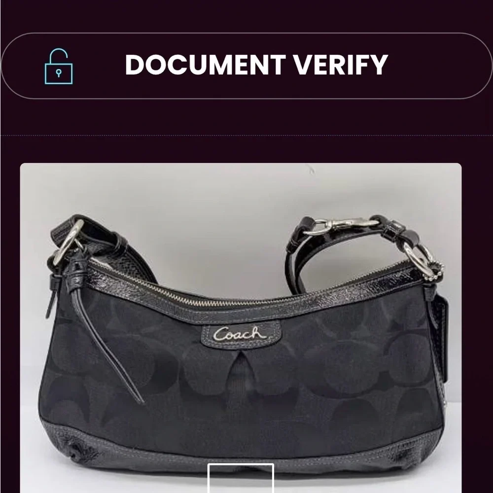 Coach Black Signature Canvas and Patent Leather Shoulder Bag​​